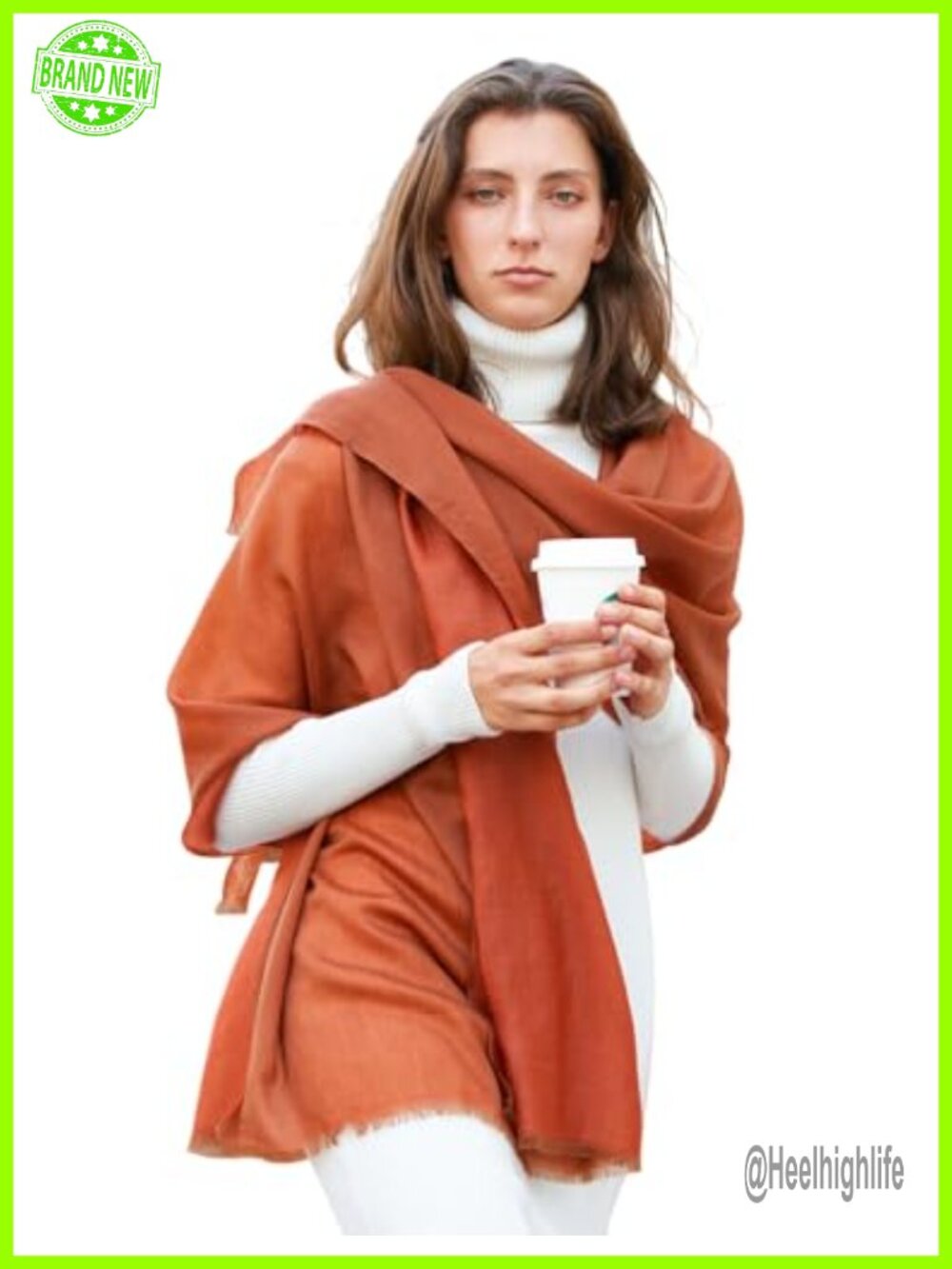 100% Cashmere Scarf Wrap Reversible Featherlight Oversized Fringed Shawl